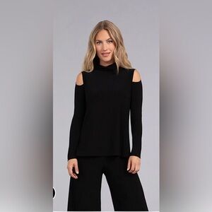 Sympli | Slice It Turtleneck Cut Out Shoulder Tunic